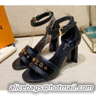 Discount Louis Vuitton Silhouette Leather Sandals 8cm 1A958C Black