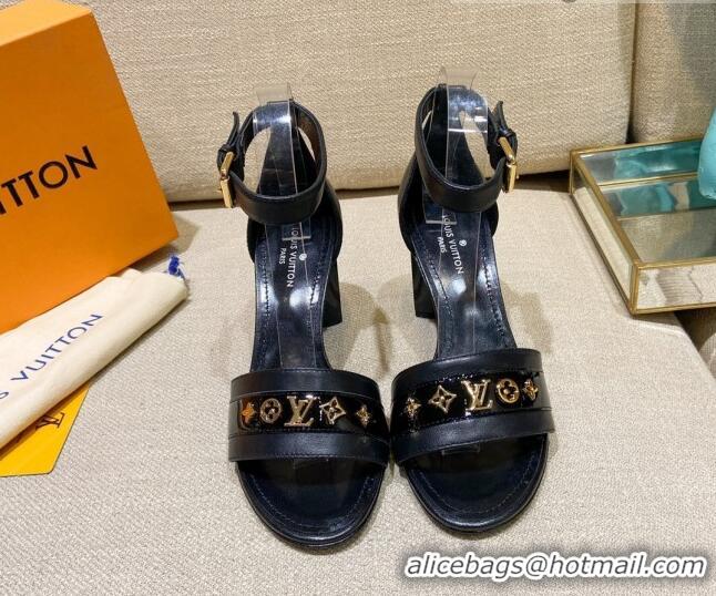 Discount Louis Vuitton Silhouette Leather Sandals 8cm 1A958C Black