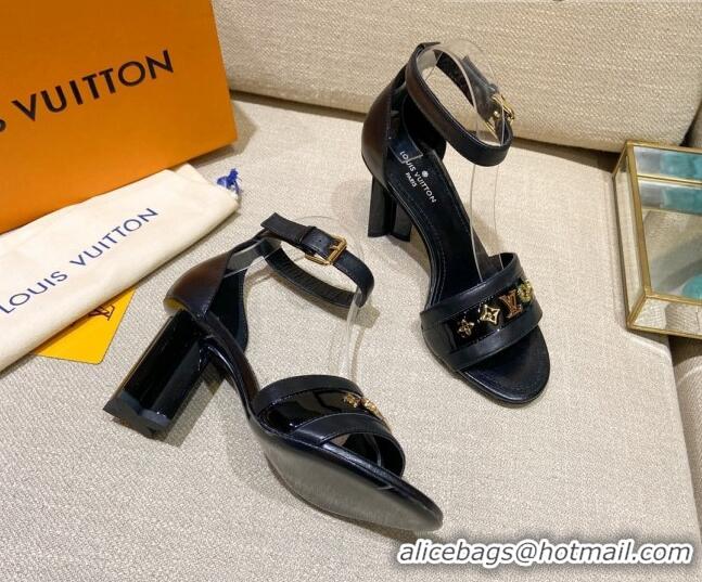 Discount Louis Vuitton Silhouette Leather Sandals 8cm 1A958C Black