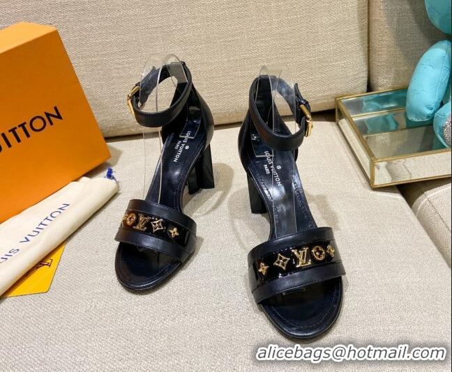 Discount Louis Vuitton Silhouette Leather Sandals 8cm 1A958C Black