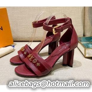 Hot Style Louis Vuitton Silhouette Leather Sandals 8cm 1A958C Burgundy