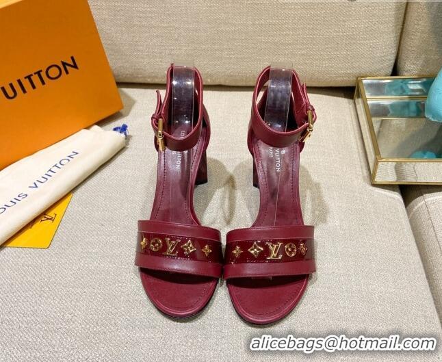 Hot Style Louis Vuitton Silhouette Leather Sandals 8cm 1A958C Burgundy