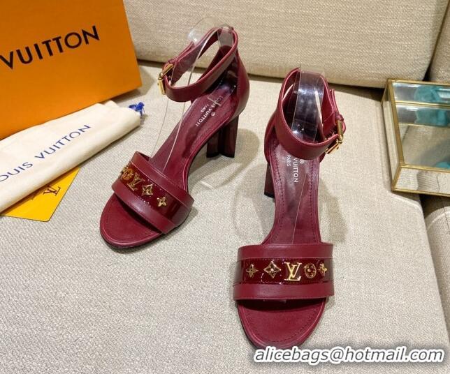 Hot Style Louis Vuitton Silhouette Leather Sandals 8cm 1A958C Burgundy