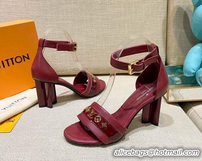 Hot Style Louis Vuitton Silhouette Leather Sandals 8cm 1A958C Burgundy