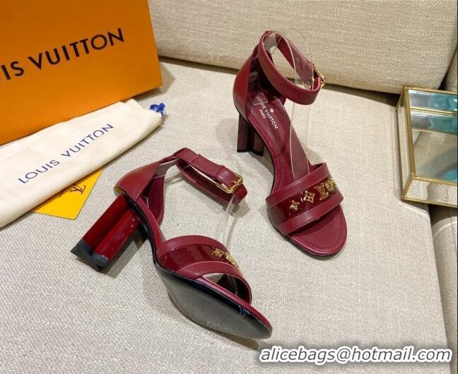 Hot Style Louis Vuitton Silhouette Leather Sandals 8cm 1A958C Burgundy