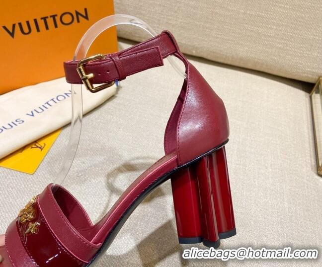 Hot Style Louis Vuitton Silhouette Leather Sandals 8cm 1A958C Burgundy