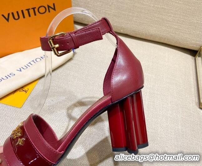 Hot Style Louis Vuitton Silhouette Leather Sandals 8cm 1A958C Burgundy