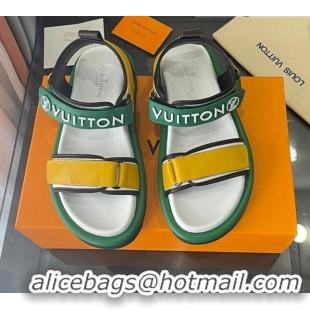 Purchase Louis Vuitton Pool Pillow Flat Comfort Sandals with Velcro Straps 021628 Green/Yellow