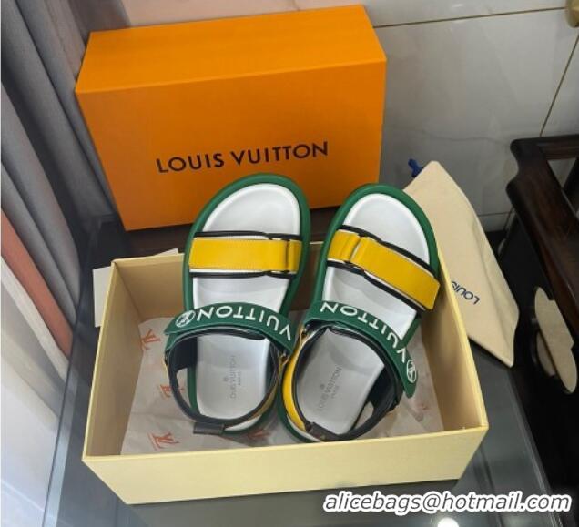 Purchase Louis Vuitton Pool Pillow Flat Comfort Sandals with Velcro Straps 021628 Green/Yellow