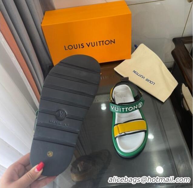 Purchase Louis Vuitton Pool Pillow Flat Comfort Sandals with Velcro Straps 021628 Green/Yellow