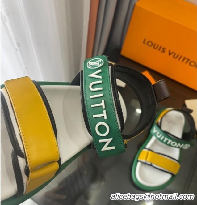 Purchase Louis Vuitton Pool Pillow Flat Comfort Sandals with Velcro Straps 021628 Green/Yellow