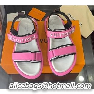 Best Price Louis Vuitton Pool Pillow Flat Comfort Sandals with Velcro Straps 021628 Pink