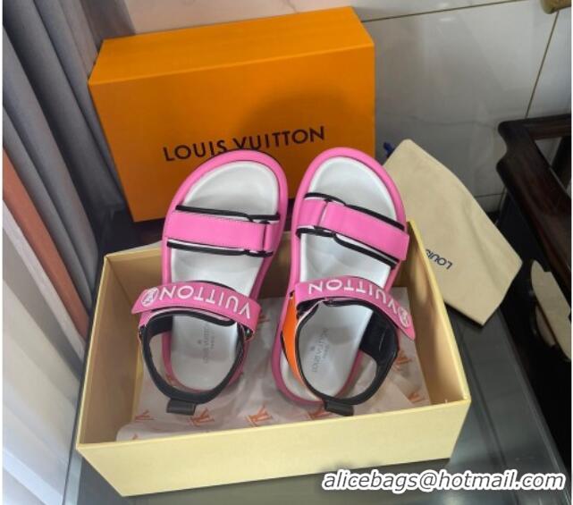 Best Price Louis Vuitton Pool Pillow Flat Comfort Sandals with Velcro Straps 021628 Pink