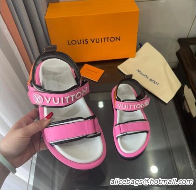 Best Price Louis Vuitton Pool Pillow Flat Comfort Sandals with Velcro Straps 021628 Pink