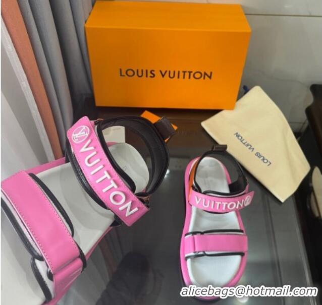 Best Price Louis Vuitton Pool Pillow Flat Comfort Sandals with Velcro Straps 021628 Pink