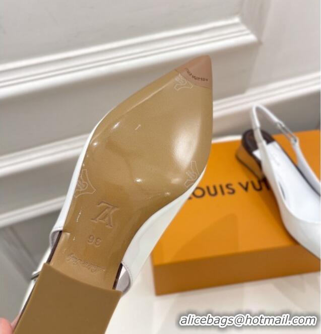 Best Grade Louis Vuitton Magnetic Slingback Pump 3.5cm in Glazed Calf Leather 021631 White