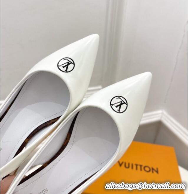 Best Grade Louis Vuitton Magnetic Slingback Pump 3.5cm in Glazed Calf Leather 021631 White