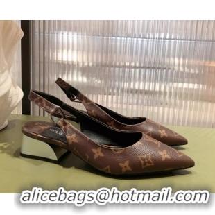 Lower Price Louis Vuitton Magnetic Slingback Pump 3.5cm in Monogram Canvas 021633