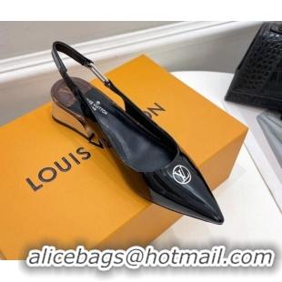 Low Cost Louis Vuitton Magnetic Slingback Pump 3.5cm in Patent Calf Leather Black 021634