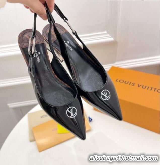 Low Cost Louis Vuitton Magnetic Slingback Pump 3.5cm in Patent Calf Leather Black 021634