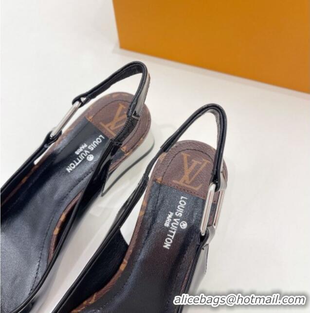 Low Cost Louis Vuitton Magnetic Slingback Pump 3.5cm in Patent Calf Leather Black 021634