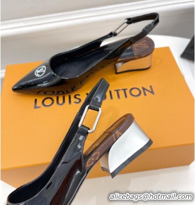 Low Cost Louis Vuitton Magnetic Slingback Pump 3.5cm in Patent Calf Leather Black 021634