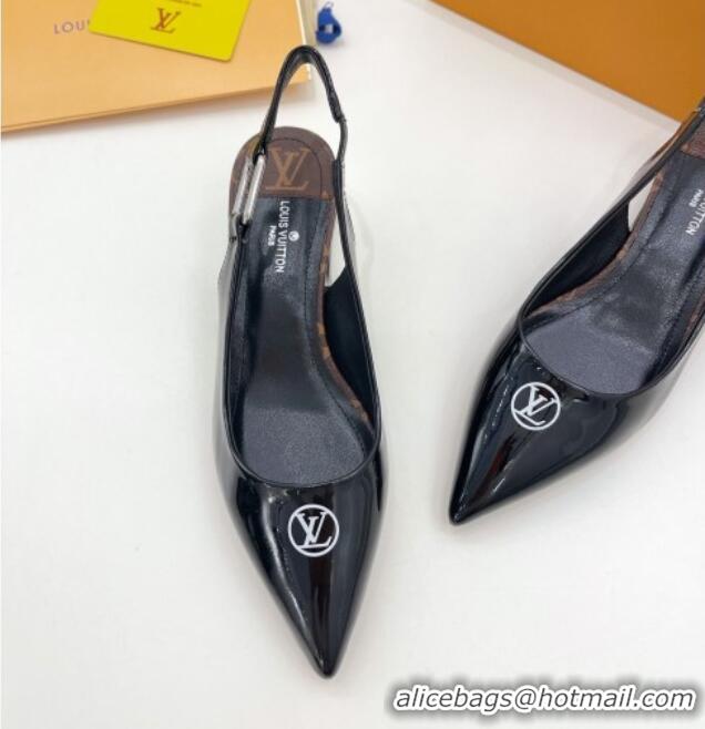 Low Cost Louis Vuitton Magnetic Slingback Pump 3.5cm in Patent Calf Leather Black 021634