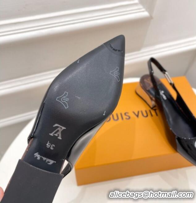 Low Cost Louis Vuitton Magnetic Slingback Pump 3.5cm in Patent Calf Leather Black 021634