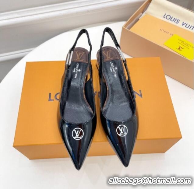 Low Cost Louis Vuitton Magnetic Slingback Pump 3.5cm in Patent Calf Leather Black 021634