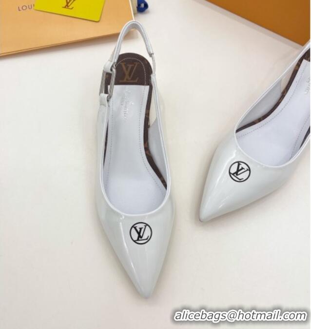 Top Grade Louis Vuitton Magnetic Slingback Pump 3.5cm in Patent Calf Leather White 021635