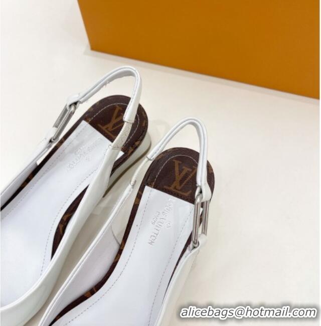 Top Grade Louis Vuitton Magnetic Slingback Pump 3.5cm in Patent Calf Leather White 021635