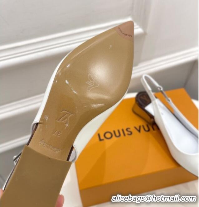 Top Grade Louis Vuitton Magnetic Slingback Pump 3.5cm in Patent Calf Leather White 021635