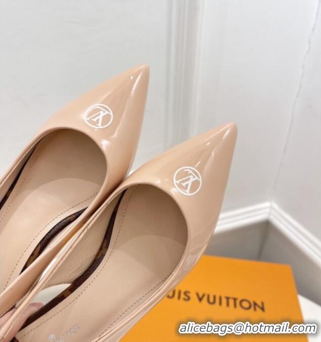 Pretty Style Louis Vuitton Magnetic Slingback Pump 3.5cm in Patent Calf Leather Nude 021636