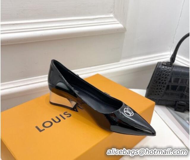 Discount Louis Vuitton Magnetic Slingback Pump 3.5cm in Patent Calf Leather 021636 Black