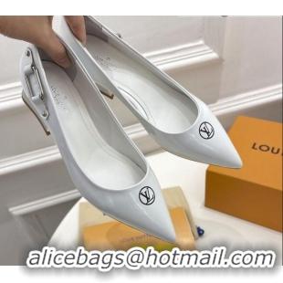 Luxury Cheap Louis Vuitton Magnetic Slingback Pump 3.5cm in Patent Calf Leather 021636 White