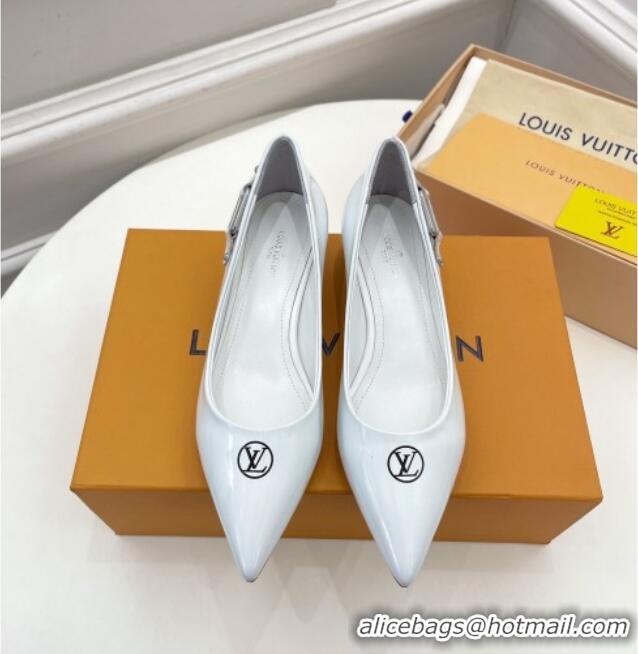 Luxury Cheap Louis Vuitton Magnetic Slingback Pump 3.5cm in Patent Calf Leather 021636 White