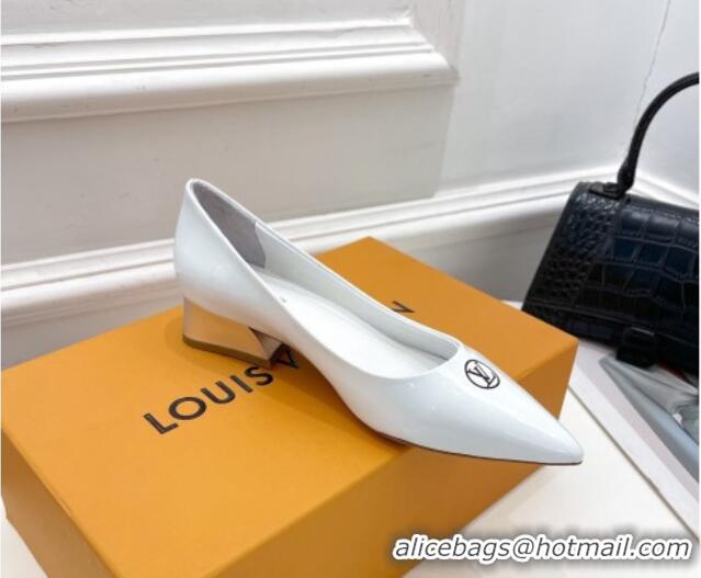 Luxury Cheap Louis Vuitton Magnetic Slingback Pump 3.5cm in Patent Calf Leather 021636 White