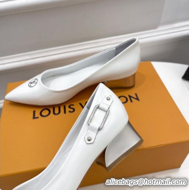 Luxury Cheap Louis Vuitton Magnetic Slingback Pump 3.5cm in Patent Calf Leather 021636 White