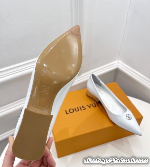 Luxury Cheap Louis Vuitton Magnetic Slingback Pump 3.5cm in Patent Calf Leather 021636 White