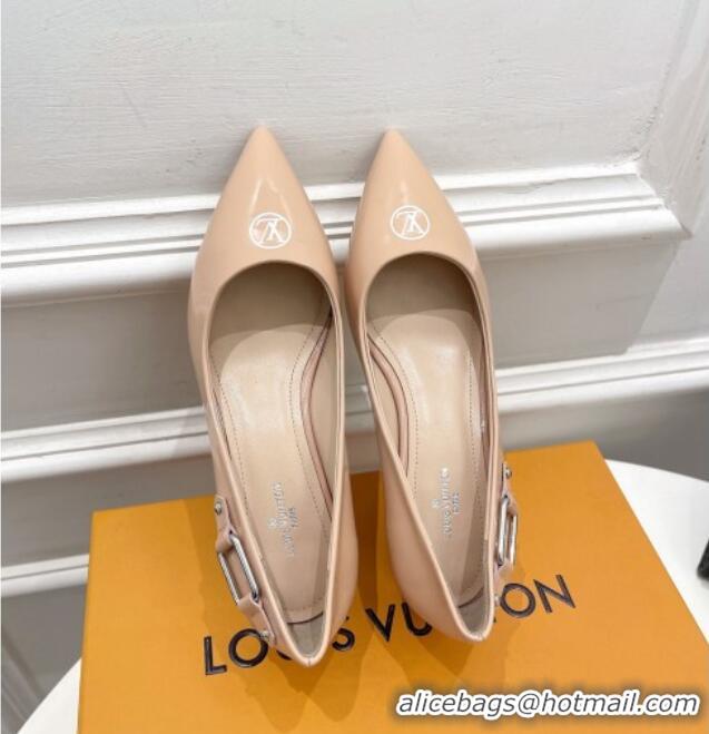 Sumptuous Louis Vuitton Magnetic Slingback Pump 3.5cm in Patent Calf Leather 021636 Nude