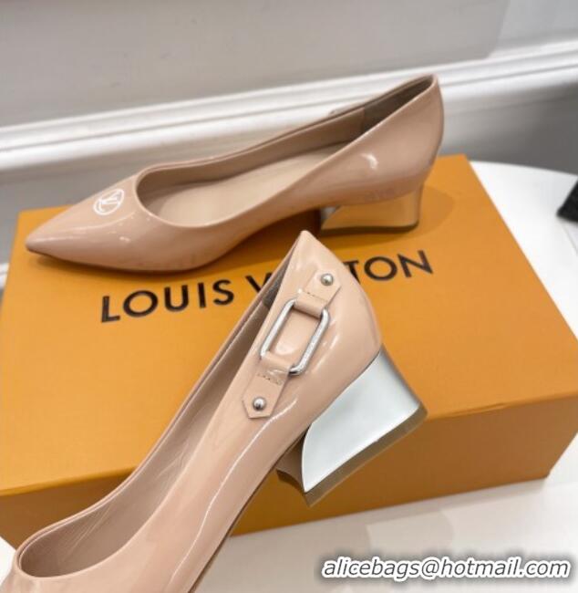 Sumptuous Louis Vuitton Magnetic Slingback Pump 3.5cm in Patent Calf Leather 021636 Nude