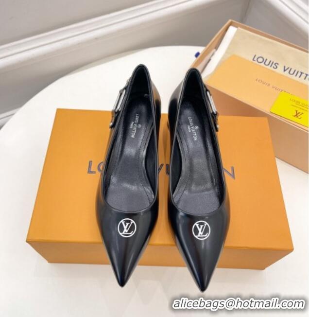 Lowest Price Louis Vuitton Magnetic Pumps 3.5cm in Glazed Calf Leather 021640 Black