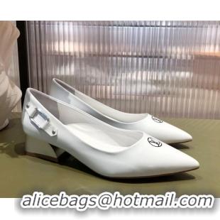 Low Price Louis Vuitton Magnetic Pumps 3.5cm in Glazed Calf Leather 021640 White