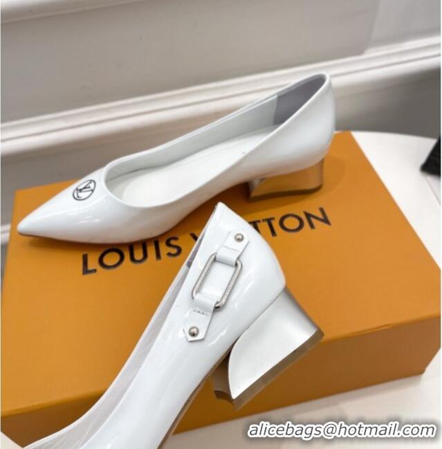 Low Price Louis Vuitton Magnetic Pumps 3.5cm in Glazed Calf Leather 021640 White