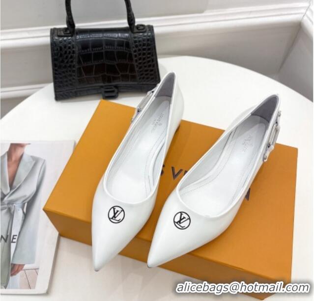 Low Price Louis Vuitton Magnetic Pumps 3.5cm in Glazed Calf Leather 021640 White