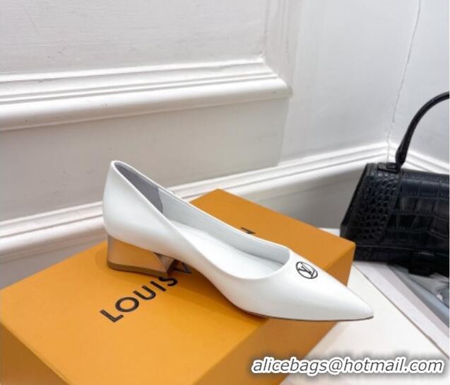 Low Price Louis Vuitton Magnetic Pumps 3.5cm in Glazed Calf Leather 021640 White