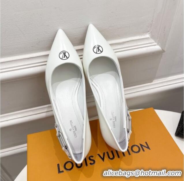 Low Price Louis Vuitton Magnetic Pumps 3.5cm in Glazed Calf Leather 021640 White