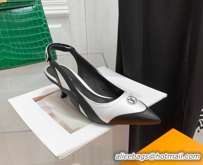 Good Quality Louis Vuitton Archlight Slingback Pumps 5.5cm in Satin and Leather White 021717