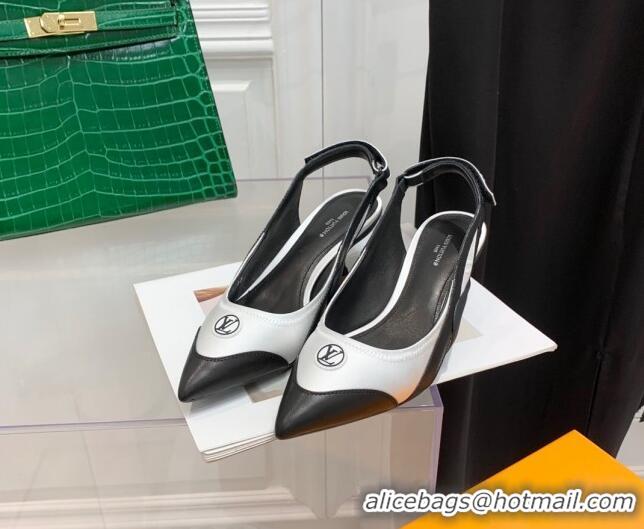 Good Quality Louis Vuitton Archlight Slingback Pumps 5.5cm in Satin and Leather White 021717