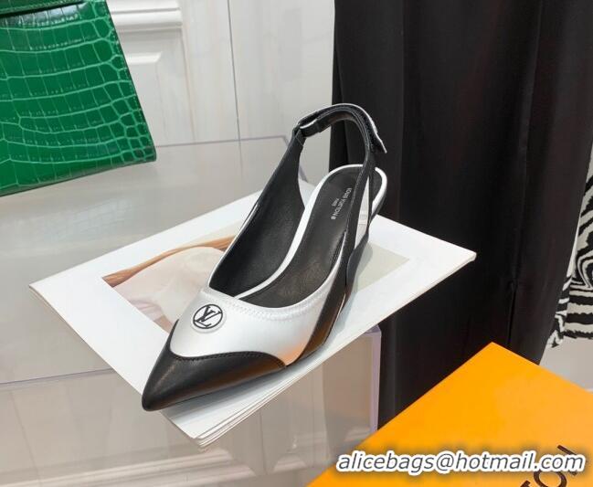 Good Quality Louis Vuitton Archlight Slingback Pumps 5.5cm in Satin and Leather White 021717